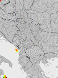 Storm report map of Albania, Kosovo, Montenegro, Northern Macedonia, Serbia