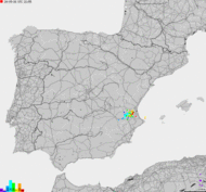 Storm report map of Spain, Portugal