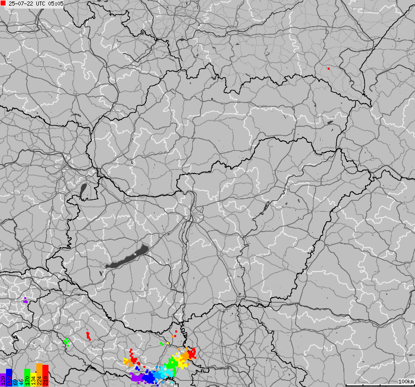 Mapa wyładowań atmosferycznych na obszarze Słowacji