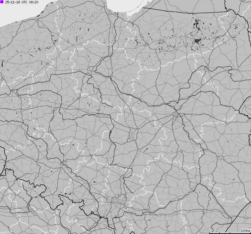 Map of lightnings across Poland