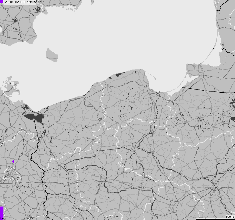 Map of lightnings across Poland