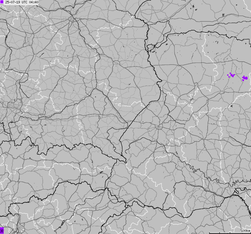 Map of lightnings across Poland
