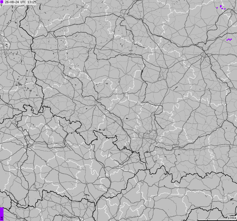 Mapa wyładowań atmosferycznych na obszarze Polski