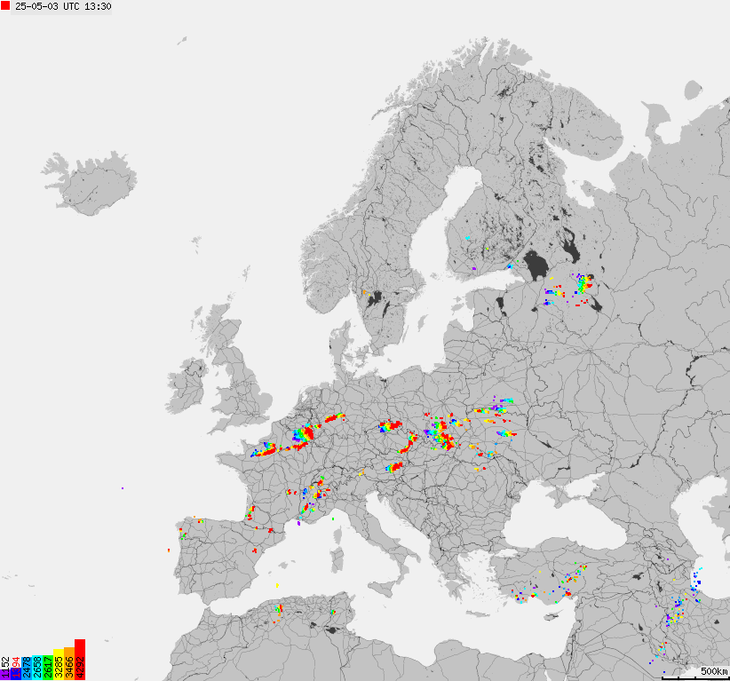 Mapa burzowa Europy
