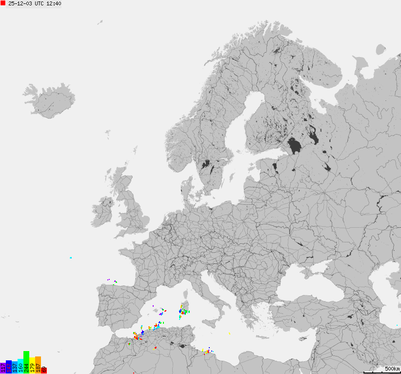 Storm report map of Europe