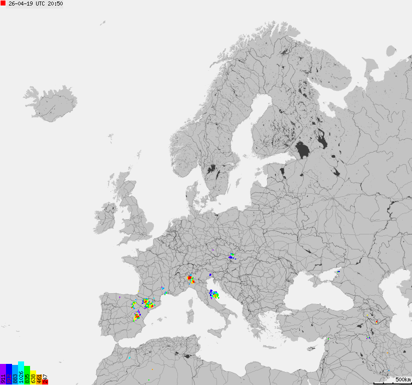 Storm report map of Europe