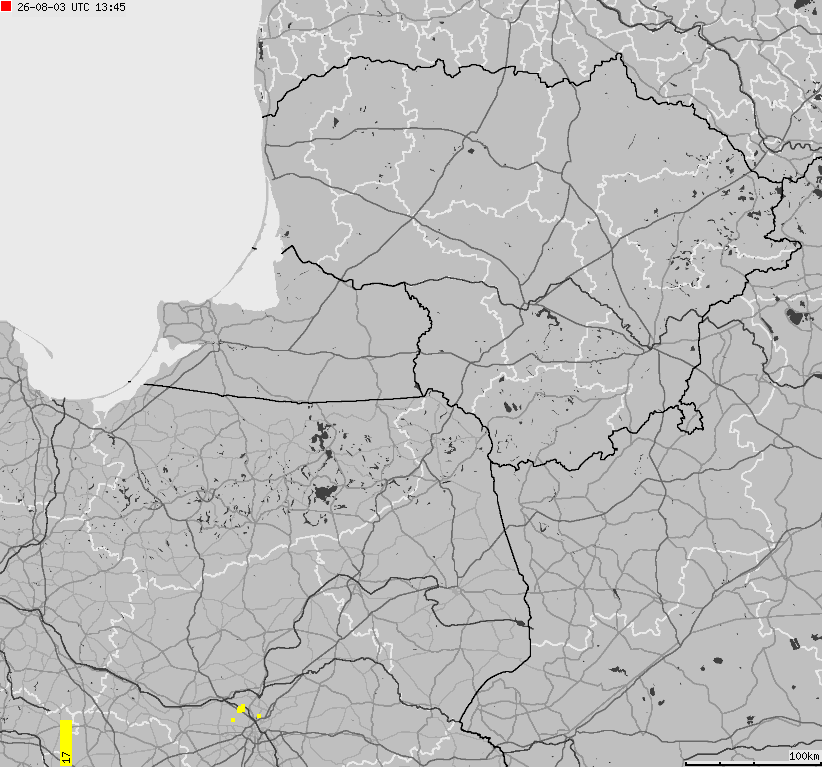 Map of lightnings across Poland