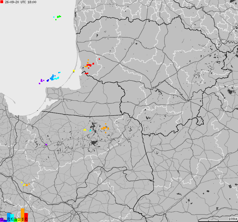 Map of lightnings across Poland