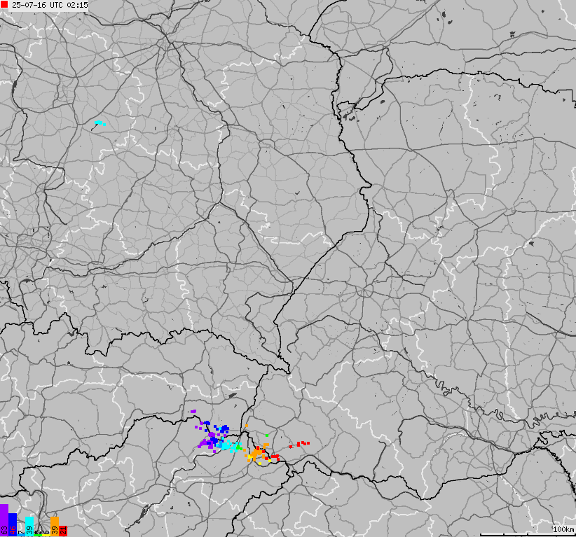 Mapa wyładowań atmosferycznych na obszarze Polski