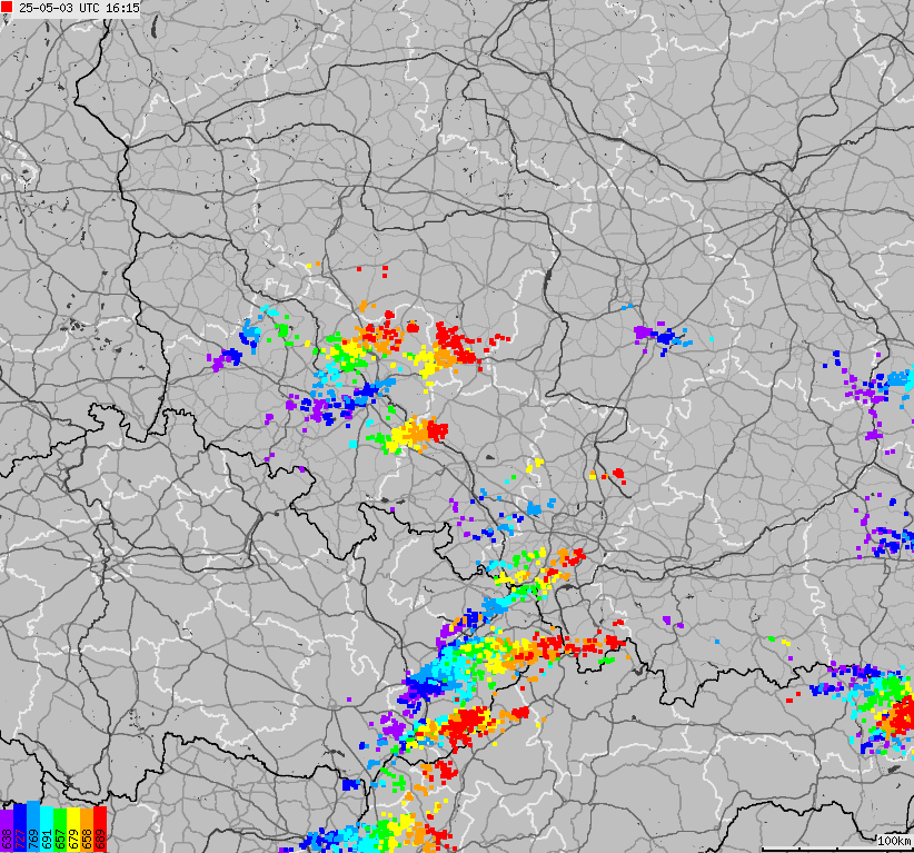 Map of lightnings across Poland