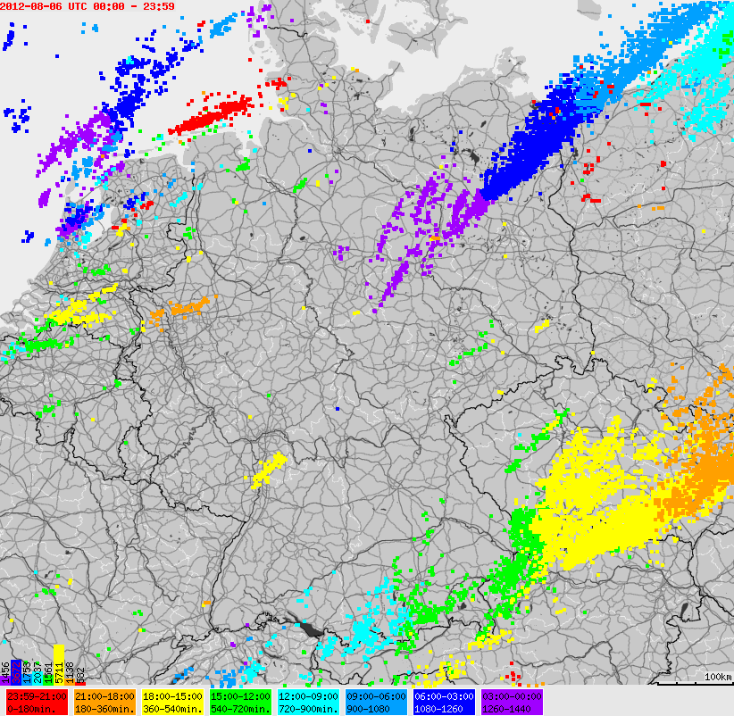 Mapa Niemiec statyczna, wyładowania atmosferyczne