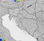 Mapa burzowa Bośni i Hercegowiny, Chorwacji, Słowenii