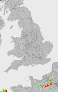 Storm report map of British Isles