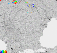 Storm report map of Bulgaria, Moldavia, Romania