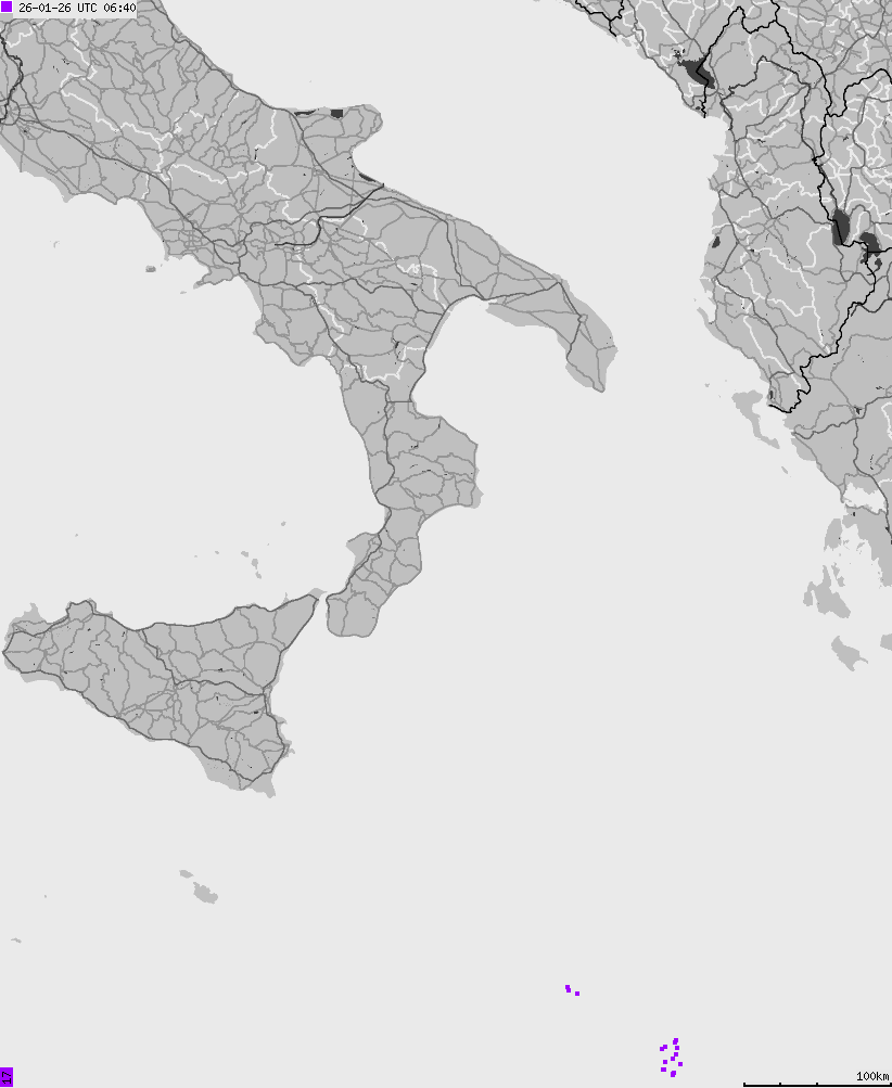 Map of lightnings across Italy