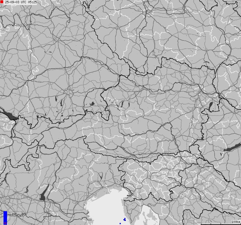 Map of lightnings across Austria