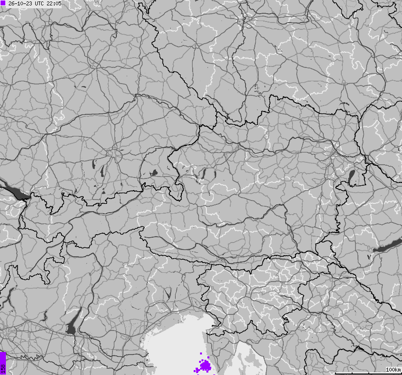 Map of lightnings across Austria