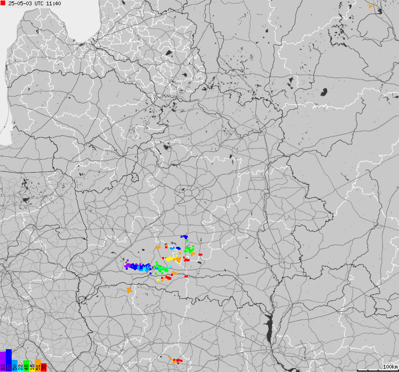 Map of lightnings Belarus