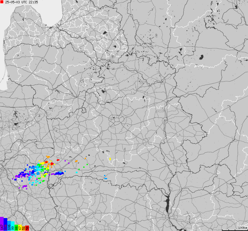 Mapa wyładowań atmosferycznych Białorusi