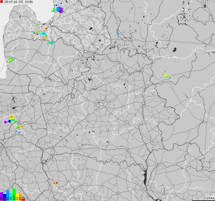 Map of lightnings Belarus