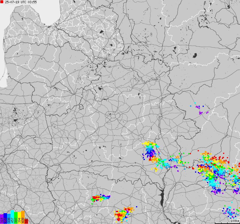 Mapa wyładowań atmosferycznych Białorusi