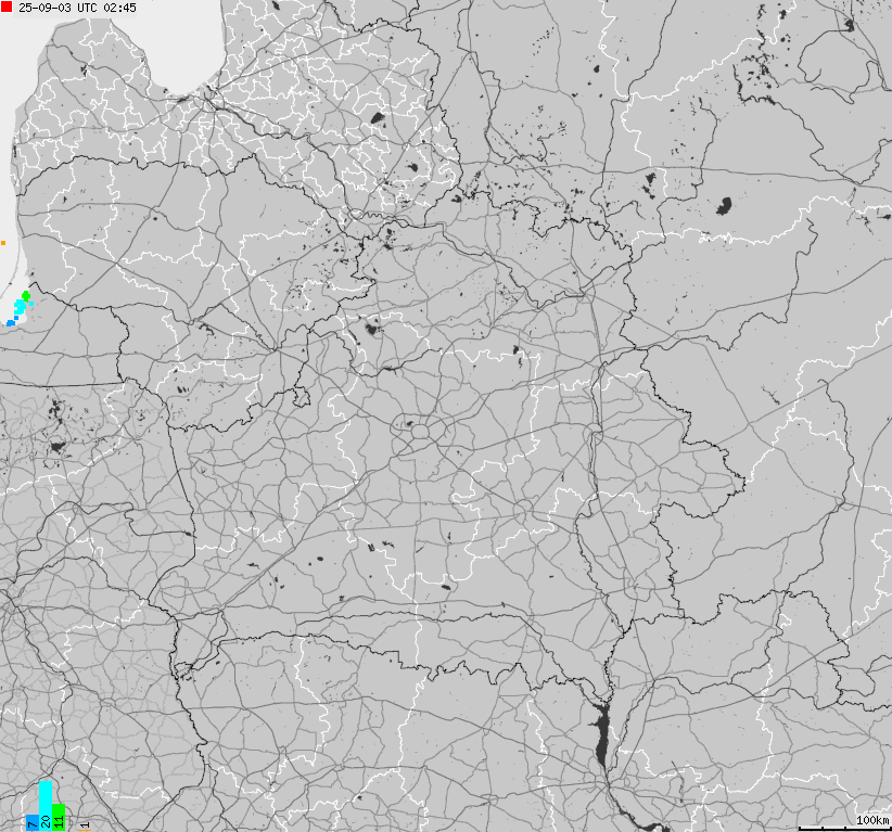 Mapa wyładowań atmosferycznych Białorusi