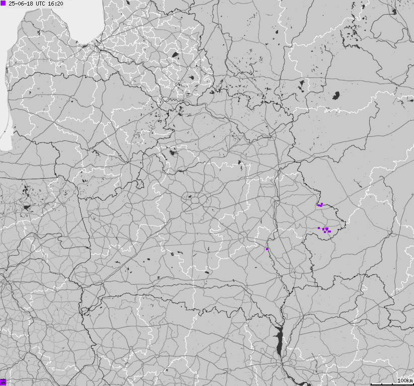 Mapa wyładowań atmosferycznych Białorusi
