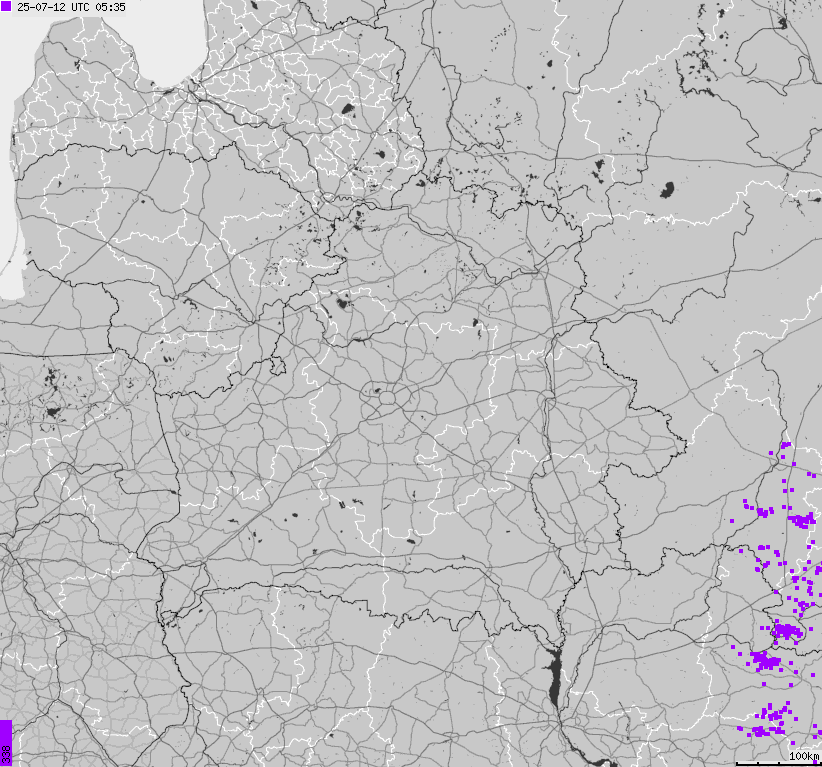 Map of lightnings Belarus
