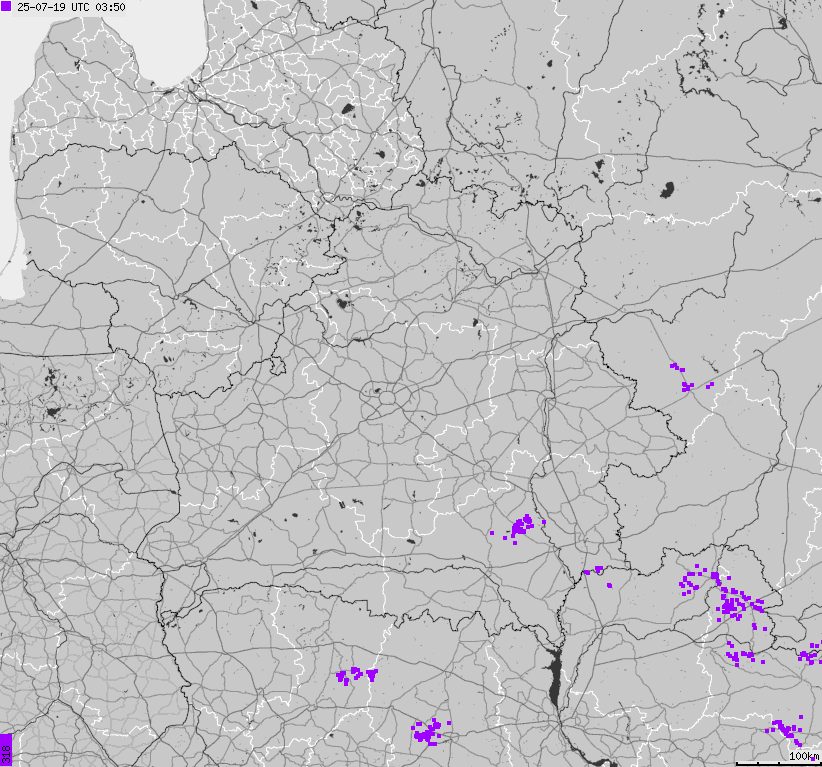 Map of lightnings Belarus
