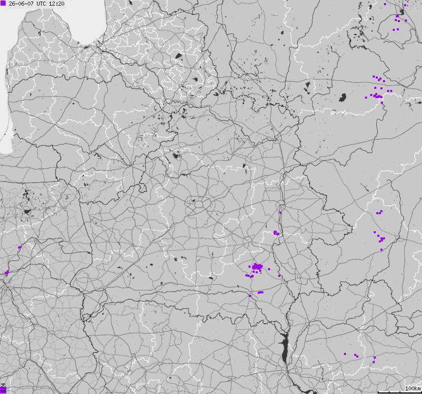 Mapa wyładowań atmosferycznych Białorusi