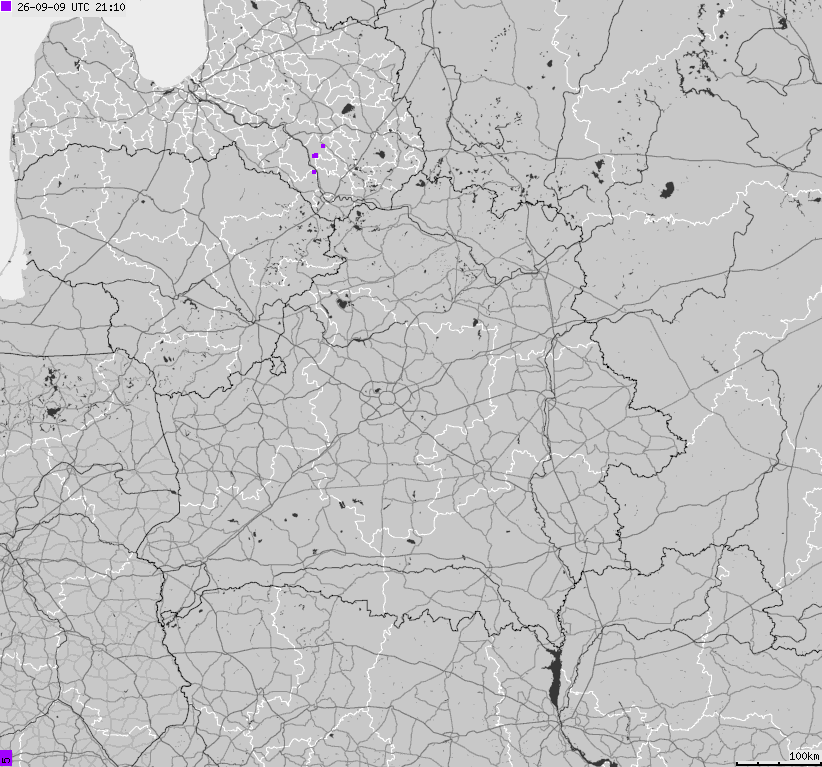 Mapa wyładowań atmosferycznych Białorusi