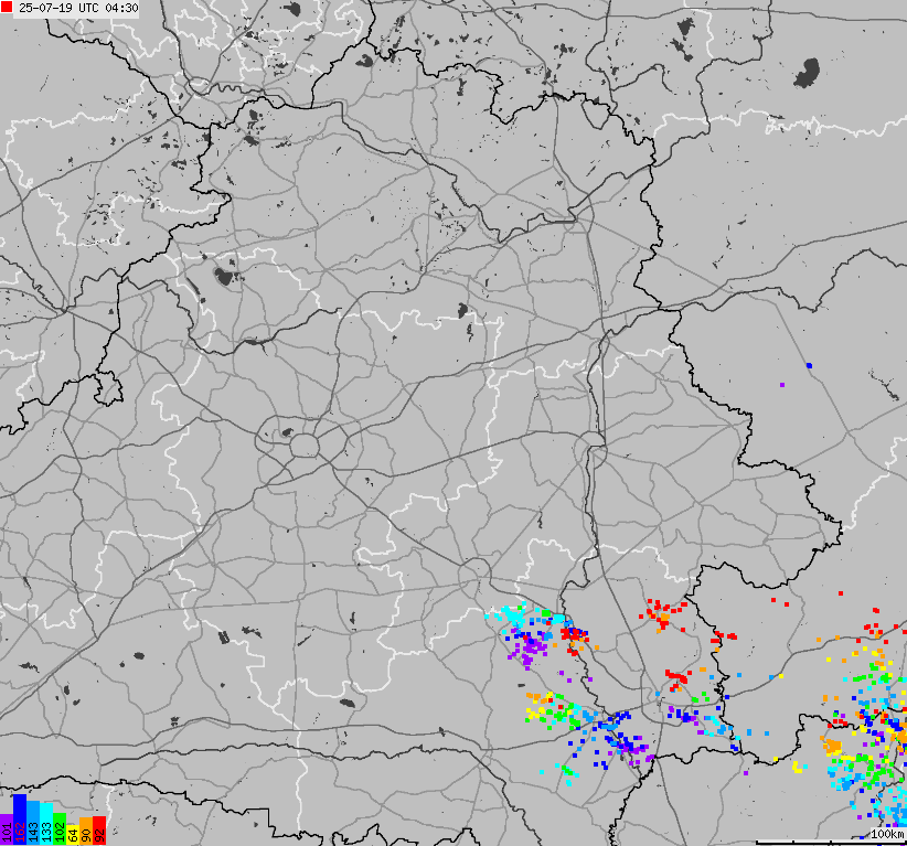 Map of lightnings Belarus