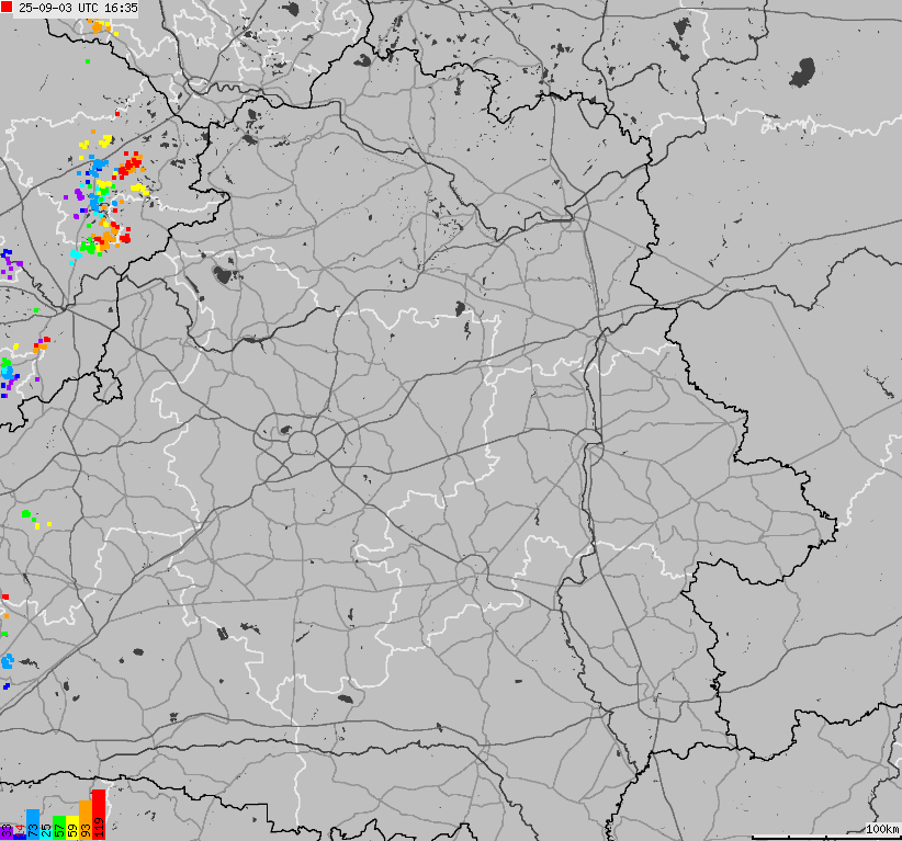 Map of lightnings Belarus