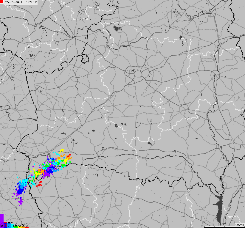 Mapa wyładowań atmosferycznych Białorusi