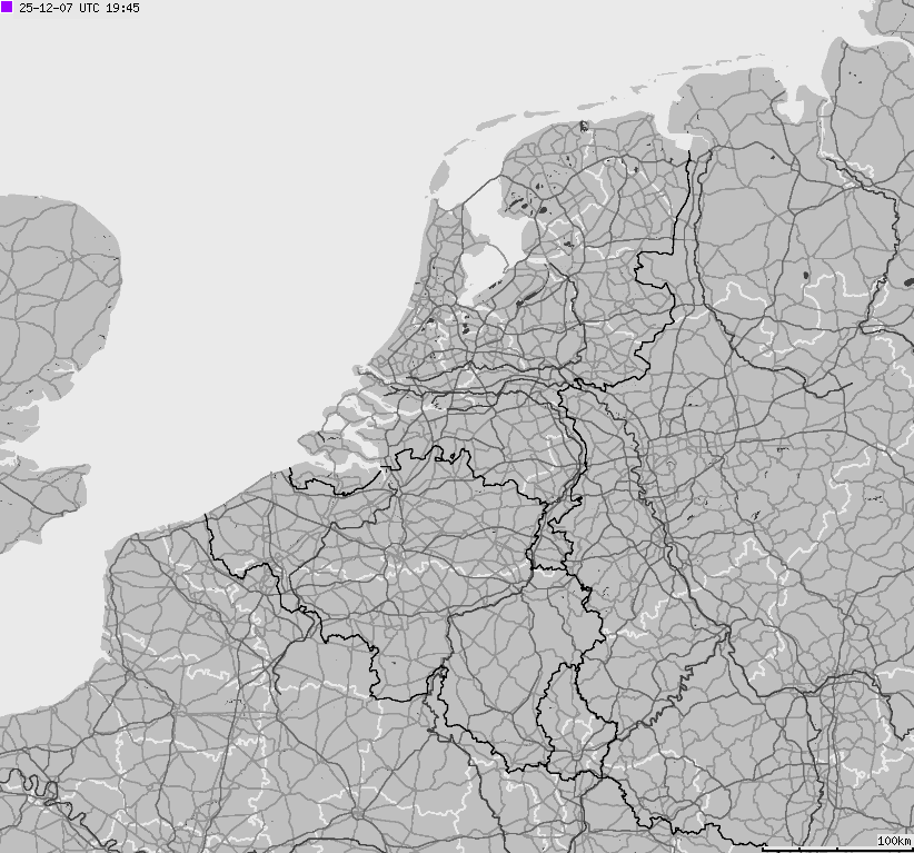 Map of lightnings across Belgium, Luxembourg, Netherlands