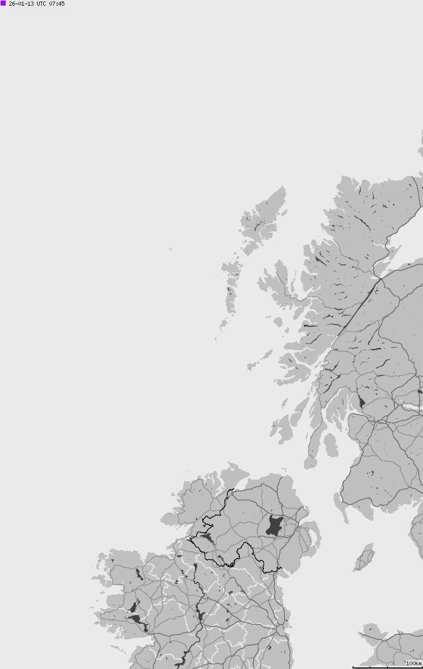 Map of lightnings across British Isles