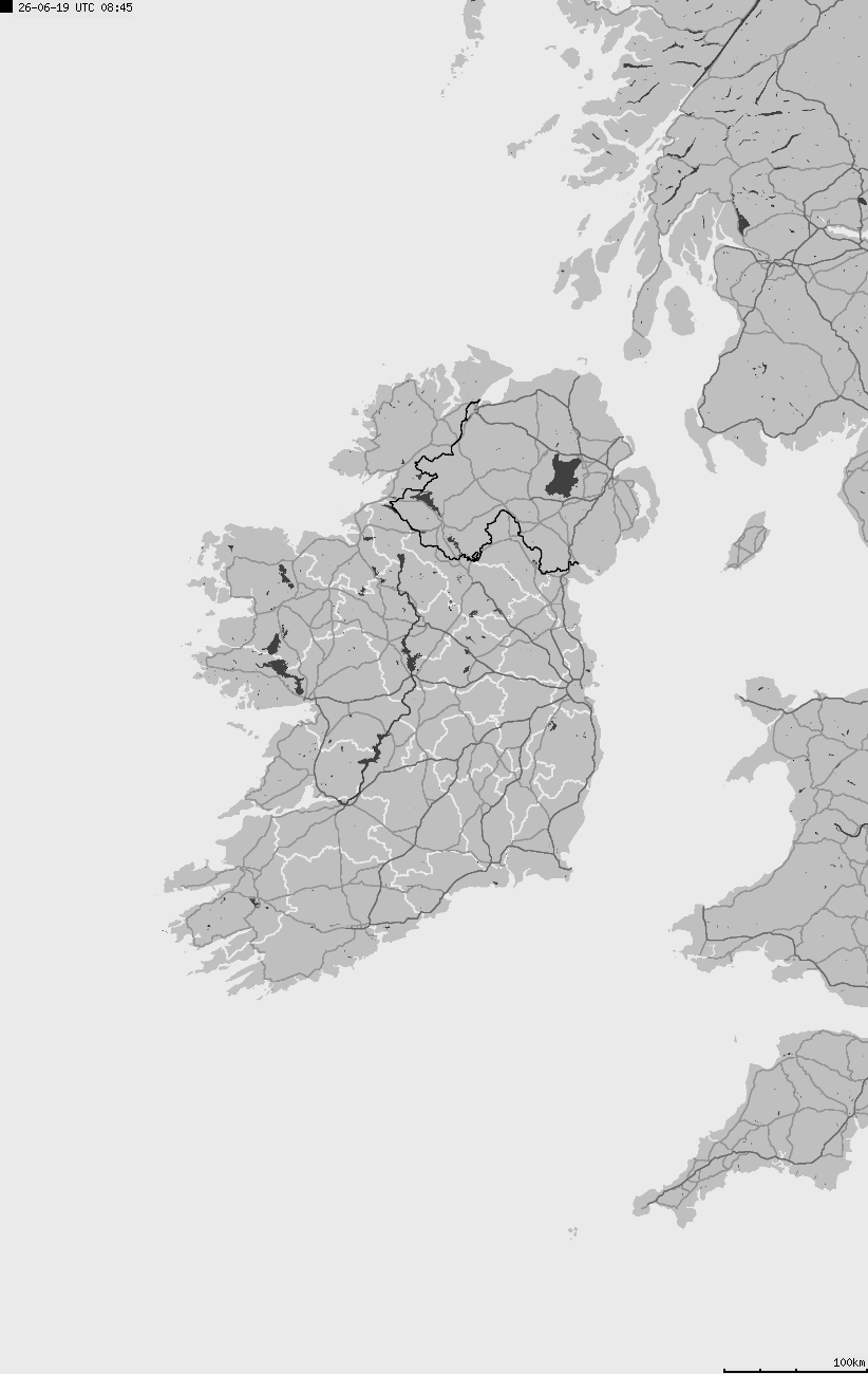 Map of lightnings across British Isles