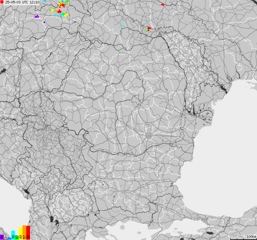 Map of lightnings Bulgaria, Moldavia, Romania