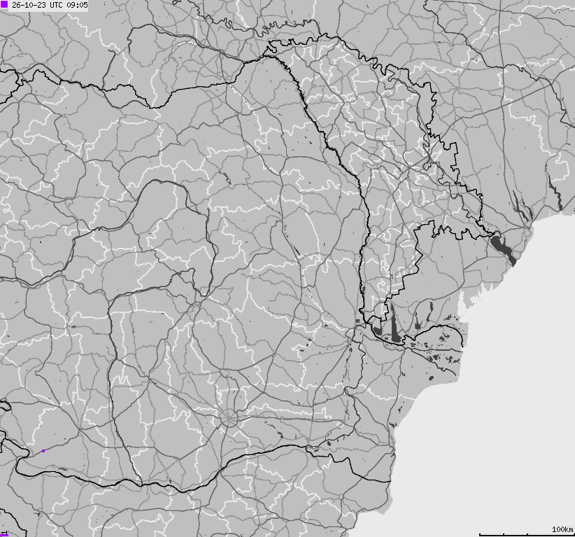Map of lightnings Bulgaria, Moldavia, Romania