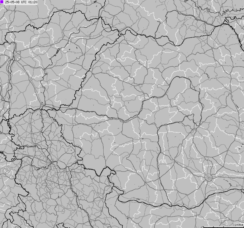 Mapa wyładowań atmosferycznych Bułgarii, Mołdawii, Rumunii