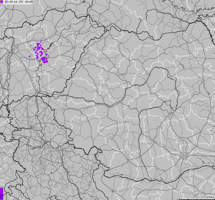 Map of lightnings Bulgaria, Moldavia, Romania