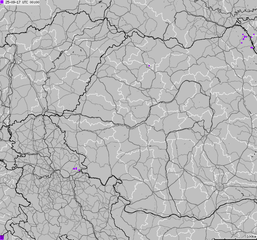 Map of lightnings Bulgaria, Moldavia, Romania