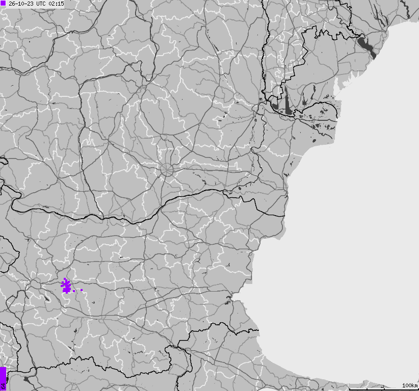 Map of lightnings Bulgaria, Moldavia, Romania