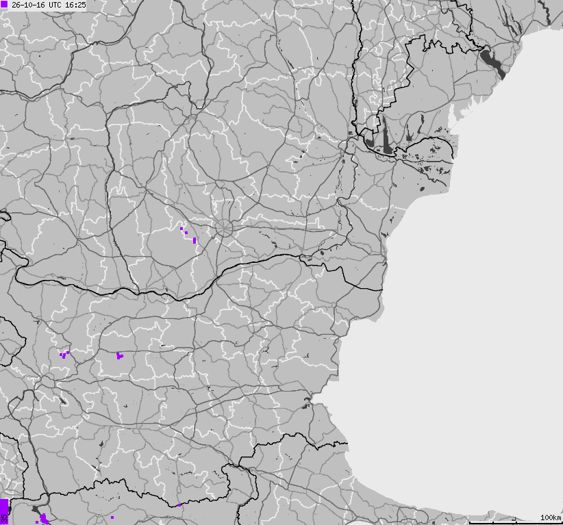 Mapa wyładowań atmosferycznych Bułgarii, Mołdawii, Rumunii