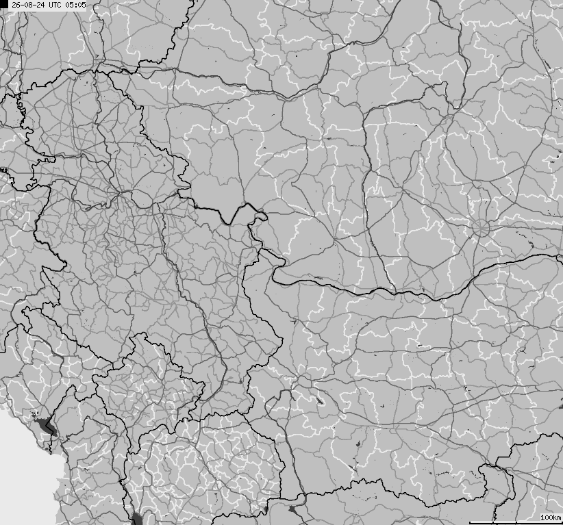 Mapa wyładowań atmosferycznych Bułgarii, Mołdawii, Rumunii
