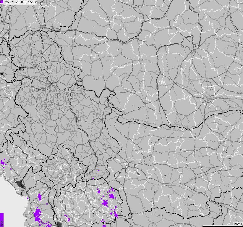 Map of lightnings Bulgaria, Moldavia, Romania