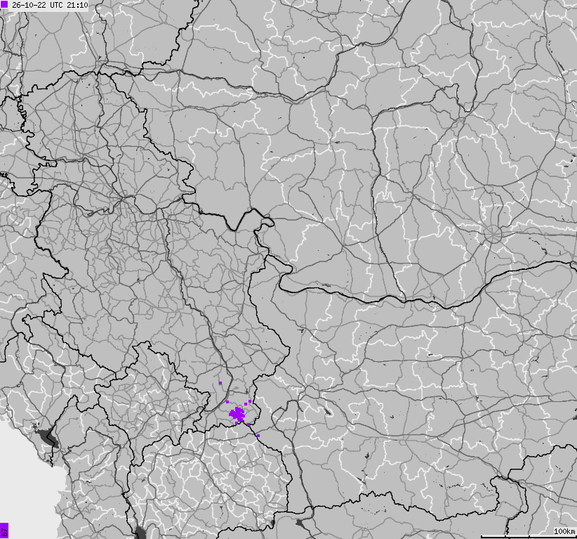 Map of lightnings Bulgaria, Moldavia, Romania