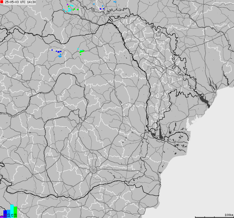 Map of lightnings Bulgaria, Moldavia, Romania