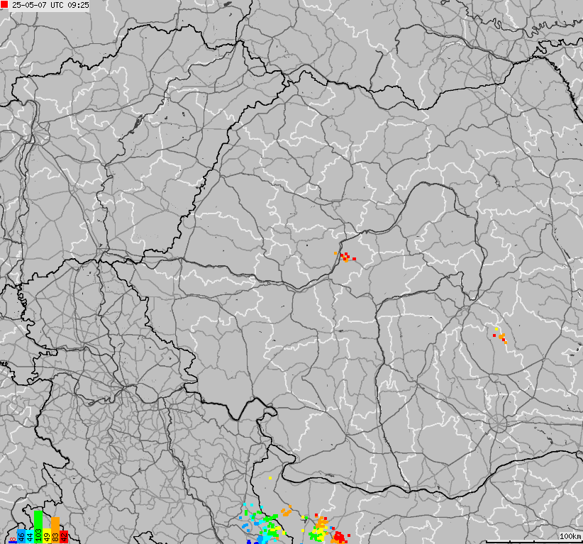 Mapa wyładowań atmosferycznych Bułgarii, Mołdawii, Rumunii