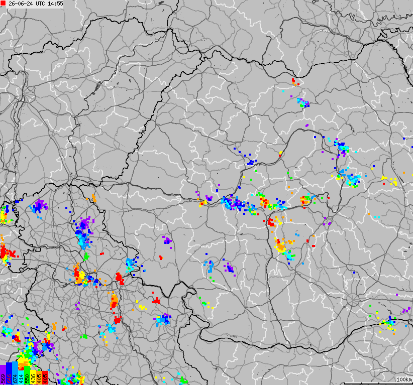 Mapa wyładowań atmosferycznych Bułgarii, Mołdawii, Rumunii